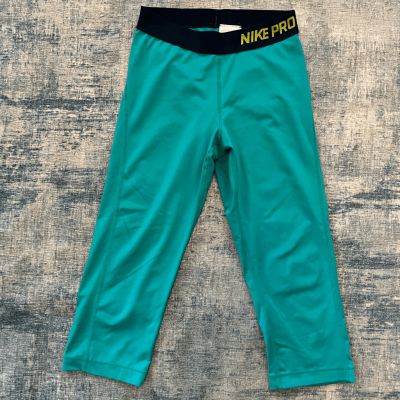 Nike Pro Bright Teal Cropped Capri Length Compression Leggings Small